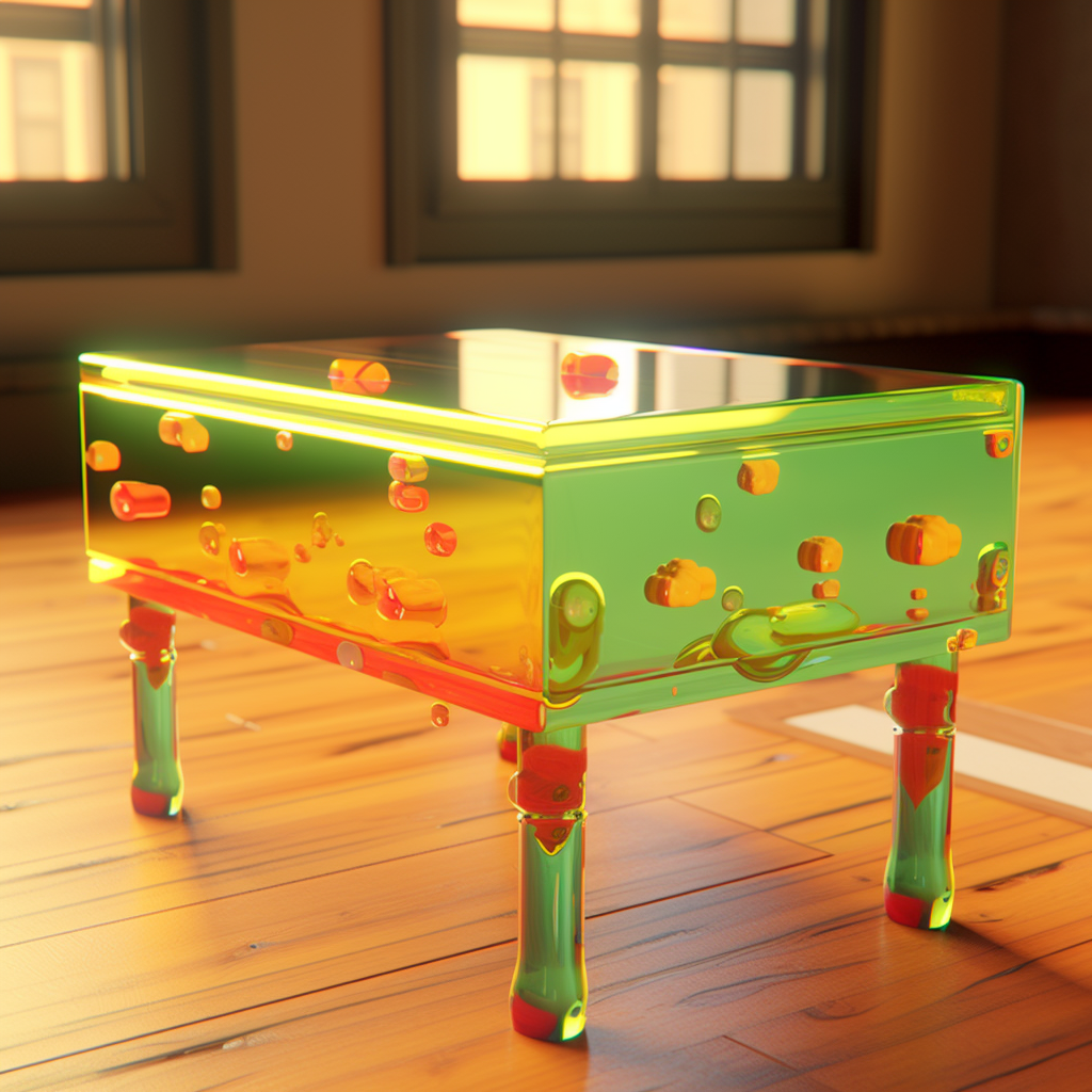 Colorful gummy furniture with reflection