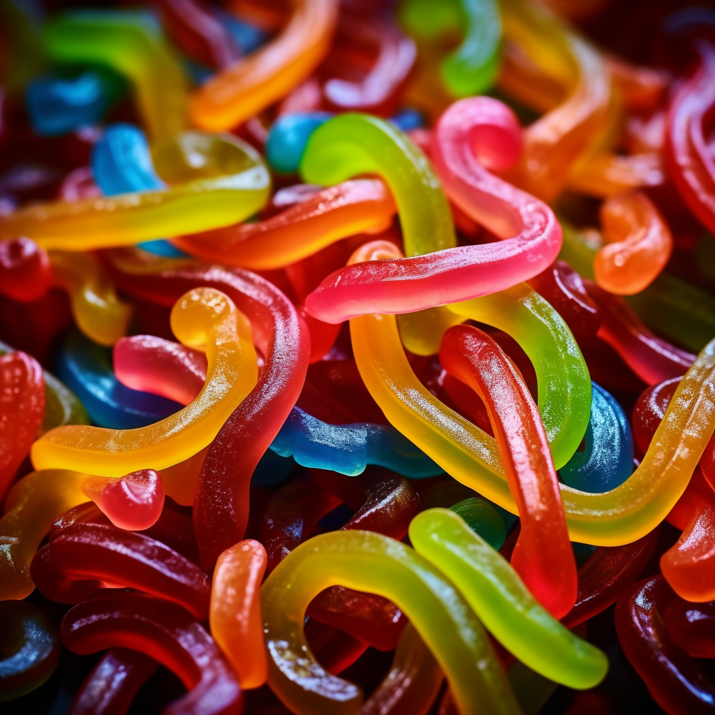 Colorful Gummy Worms Candy