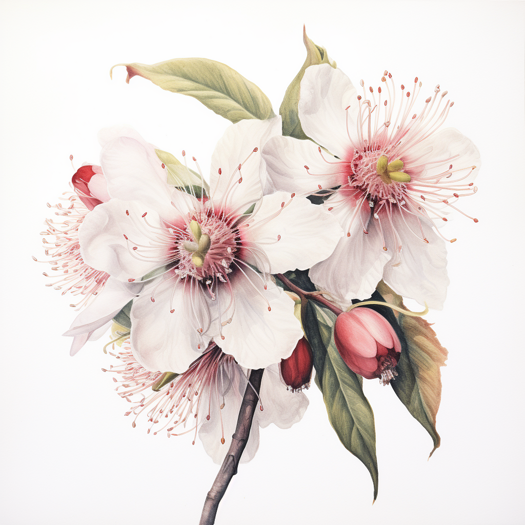 Beautiful dreamy gumnut blossom on white background