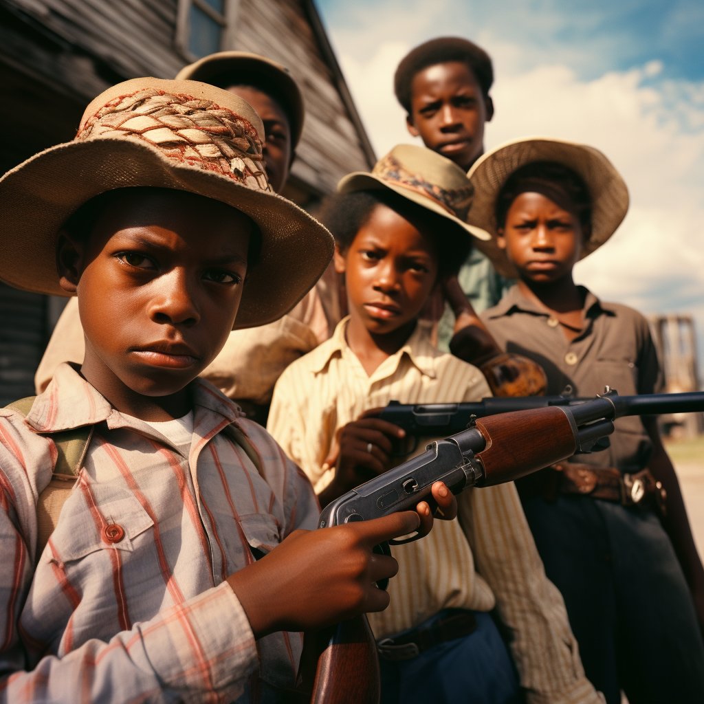 Group of Boys Holding Guns