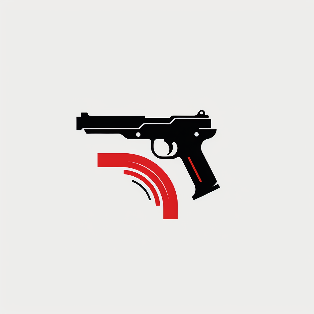 Company logo with gun-shaped letters