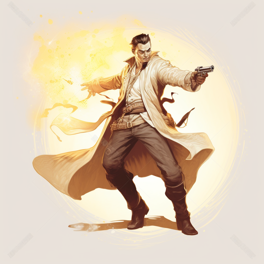 Fantasy Gunslinger with Glowing Magic Runes