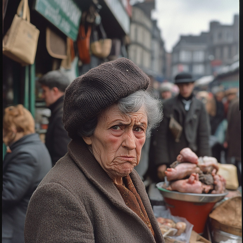 Older Woman Gurning Portobello Market