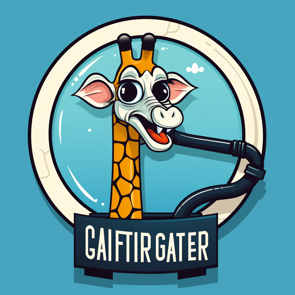 Logo of gutter cleaner with giraffe and sucker machine