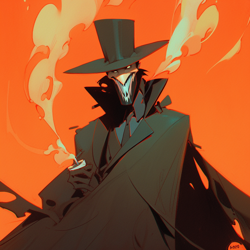 Guy Fawkes in retro anime illustration