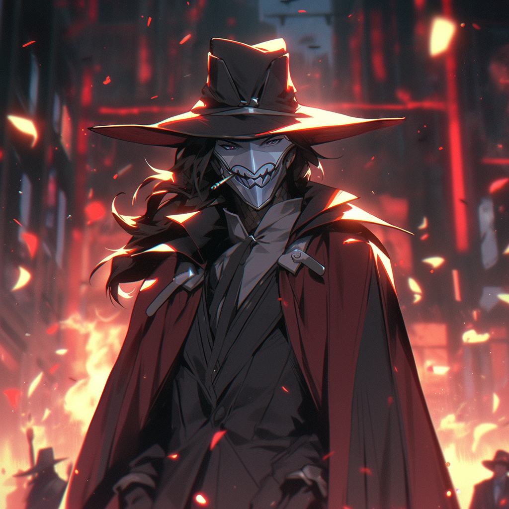 Guy Fawkes in Retro Anime Illustration