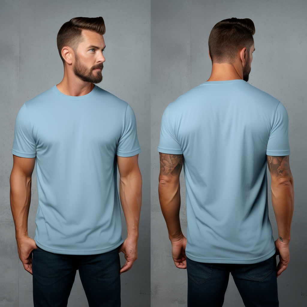 Front and Back View of Stylish Guy in Blue Tee