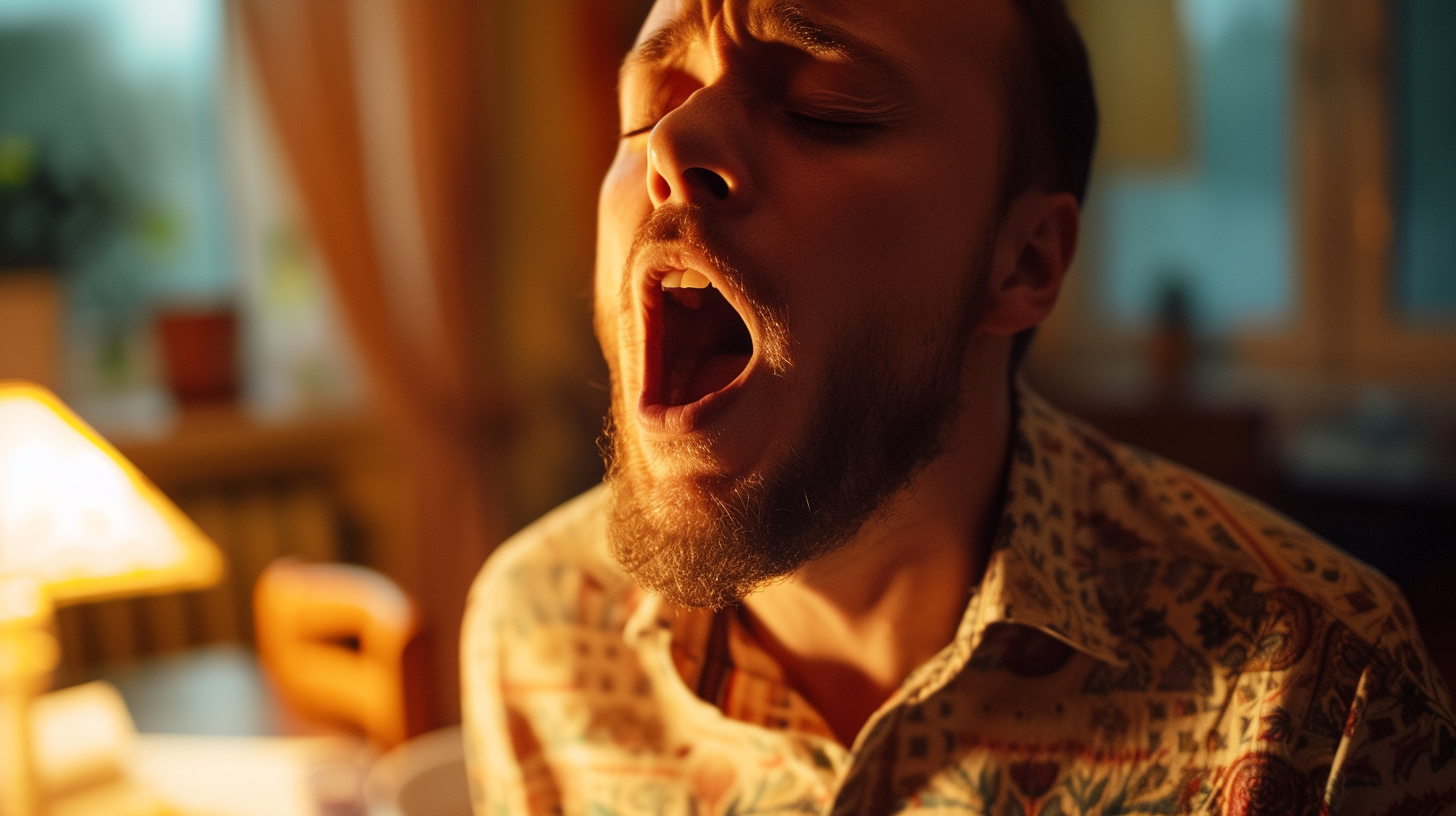 Guy singing at dining table during dinner