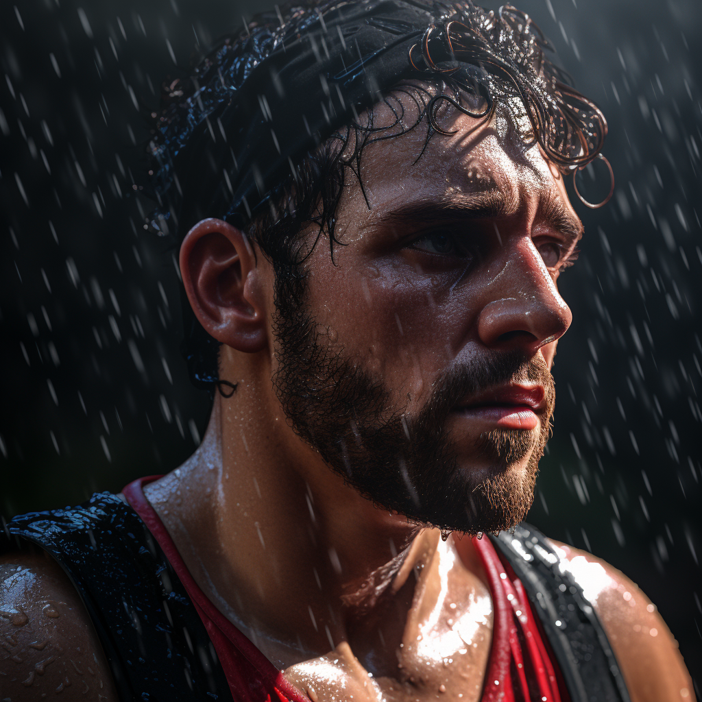 man sweating workout close-up