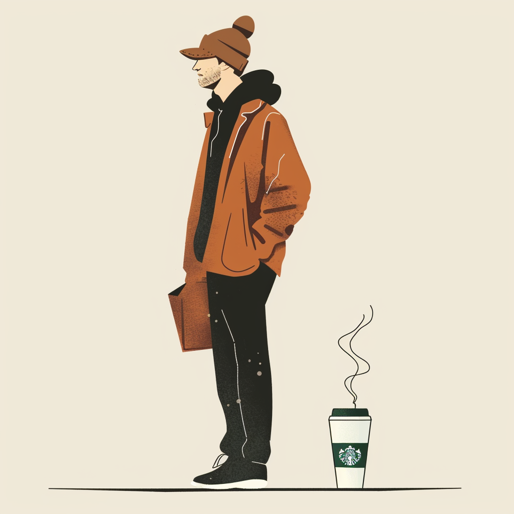 Cool guy heading to Starbucks