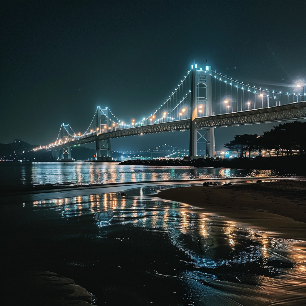 Beautiful Gwangalli Beach Night Scene