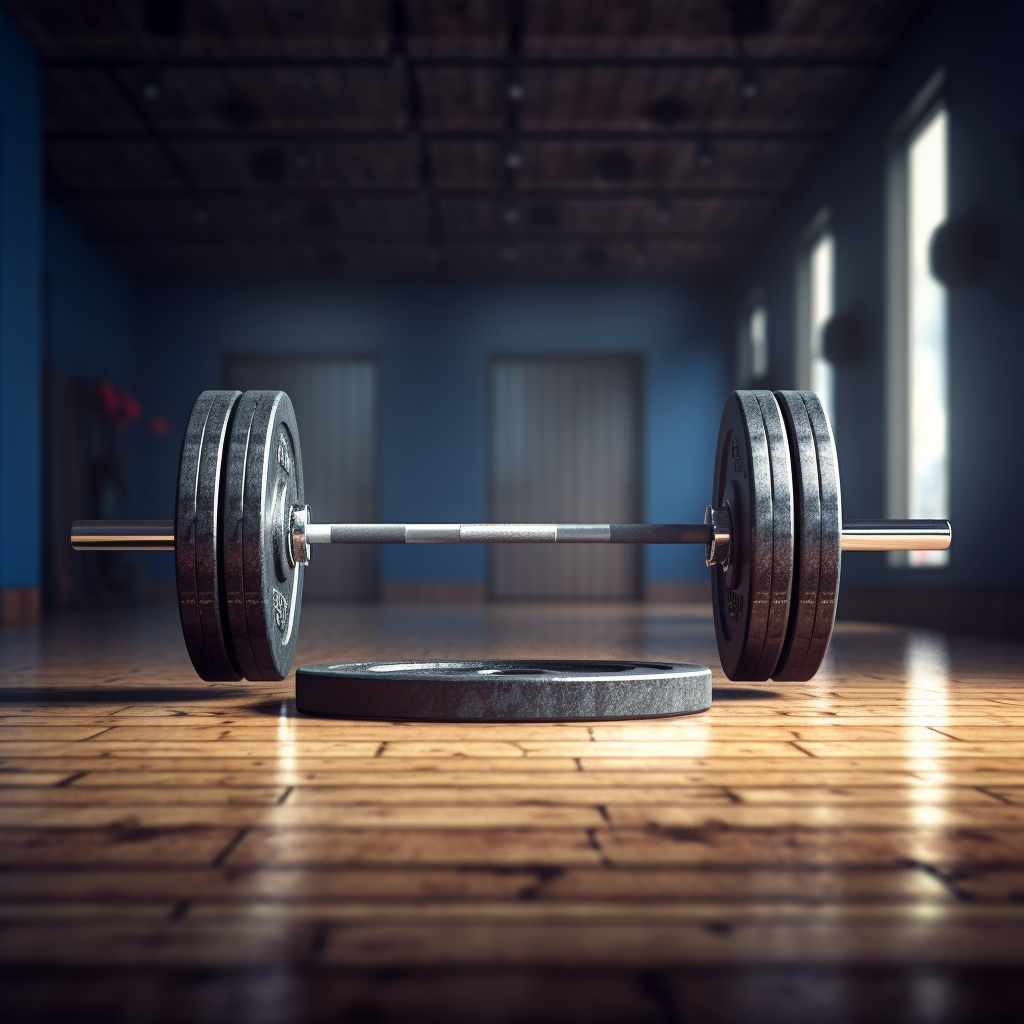 Barbell on gym floor