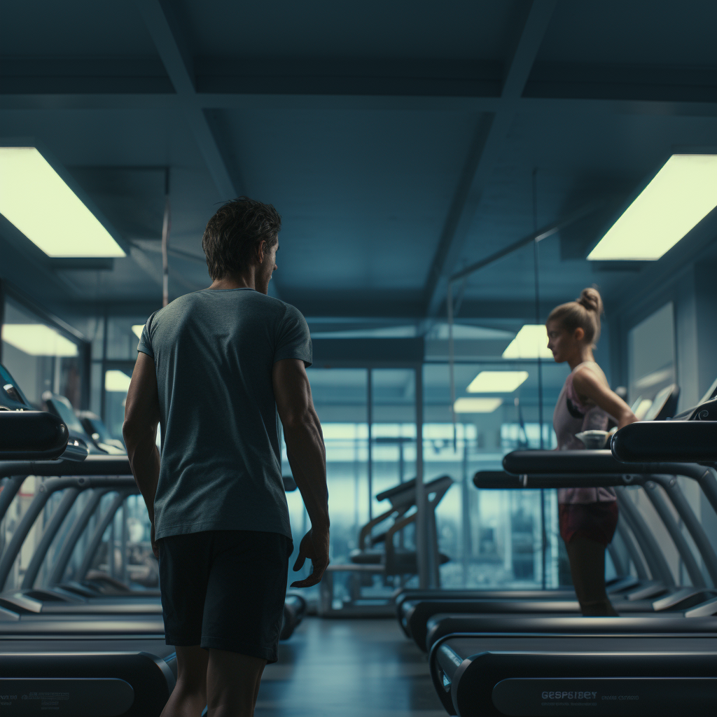 Two people working out at the gym