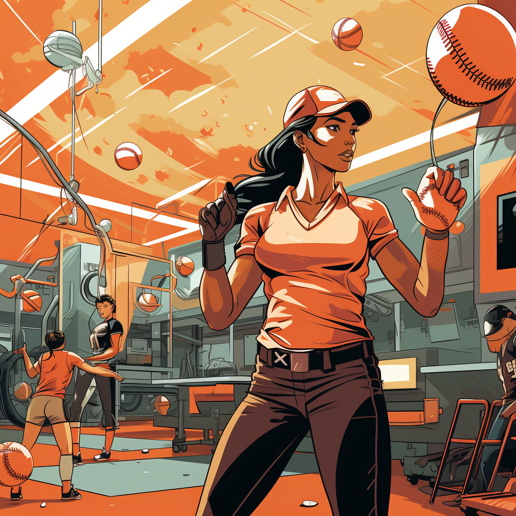 Vibrant sports-themed gym wall mural