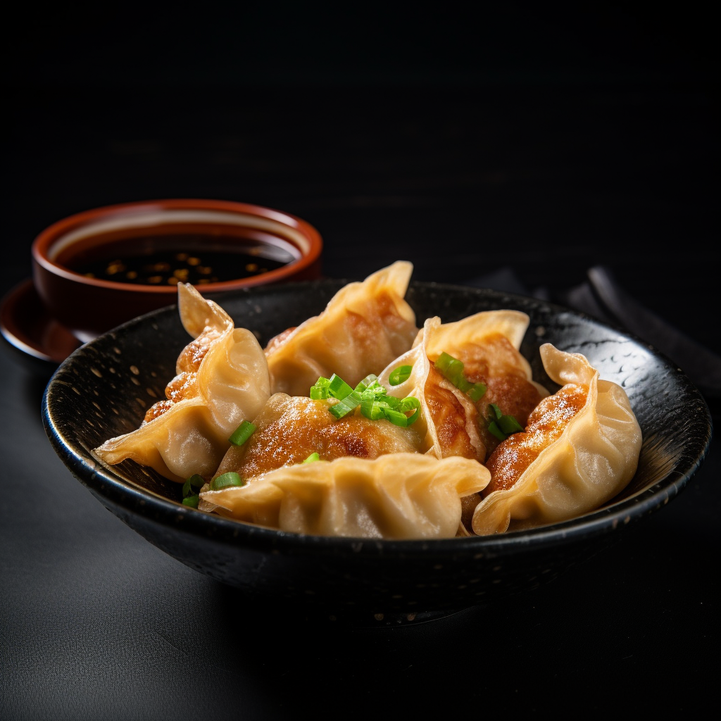 crispy fried gyoza in bowl