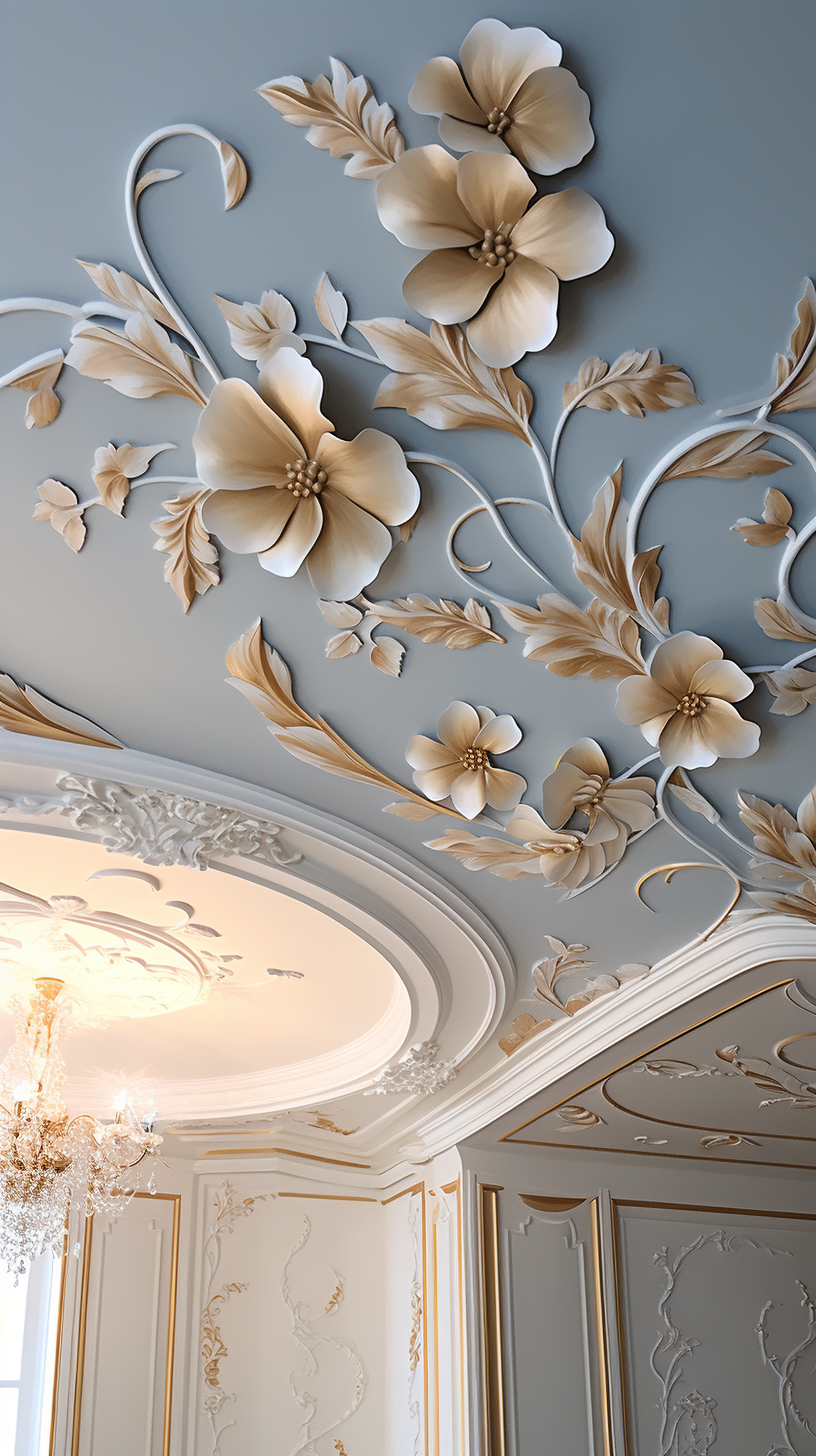 Gorgeous gypsum ceiling flowers in luxury design