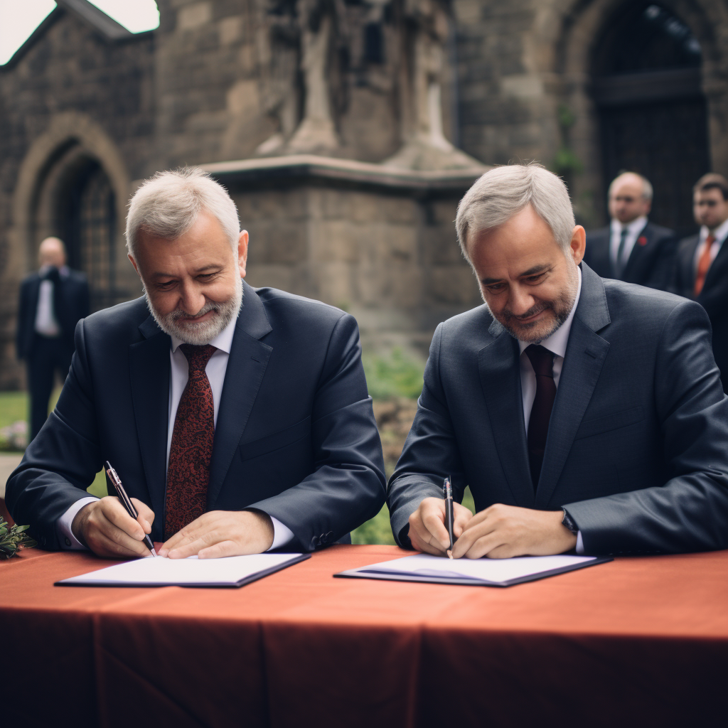 Peace treaty signing between Turkey and Armenia