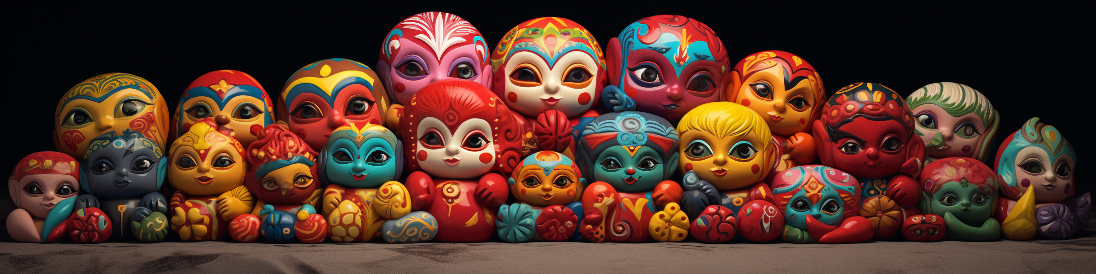 Colorful Gzheli Khokhloma Clay Figurines