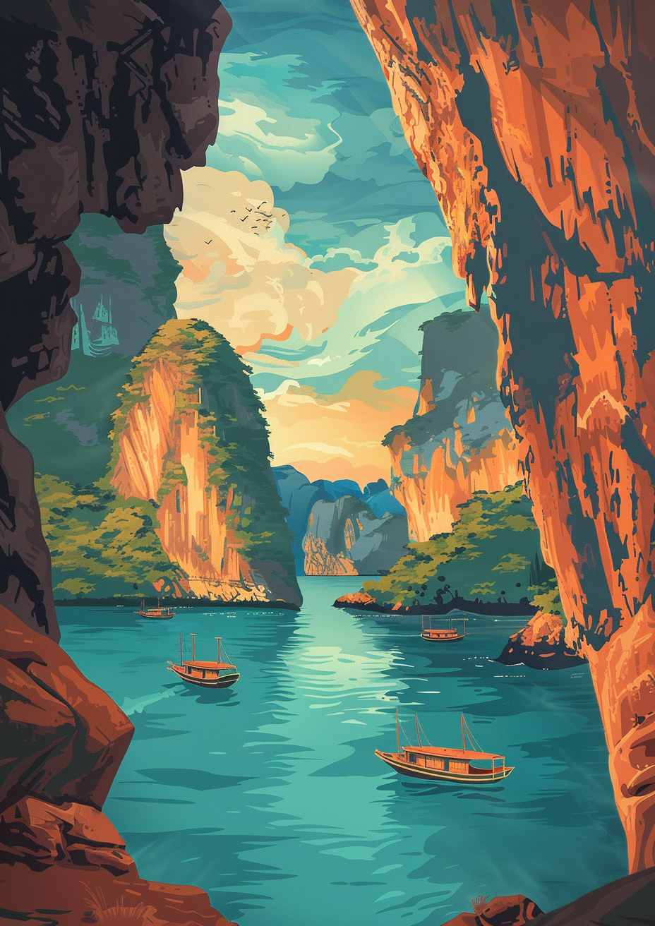 Modern Ha Long Bay Illustration