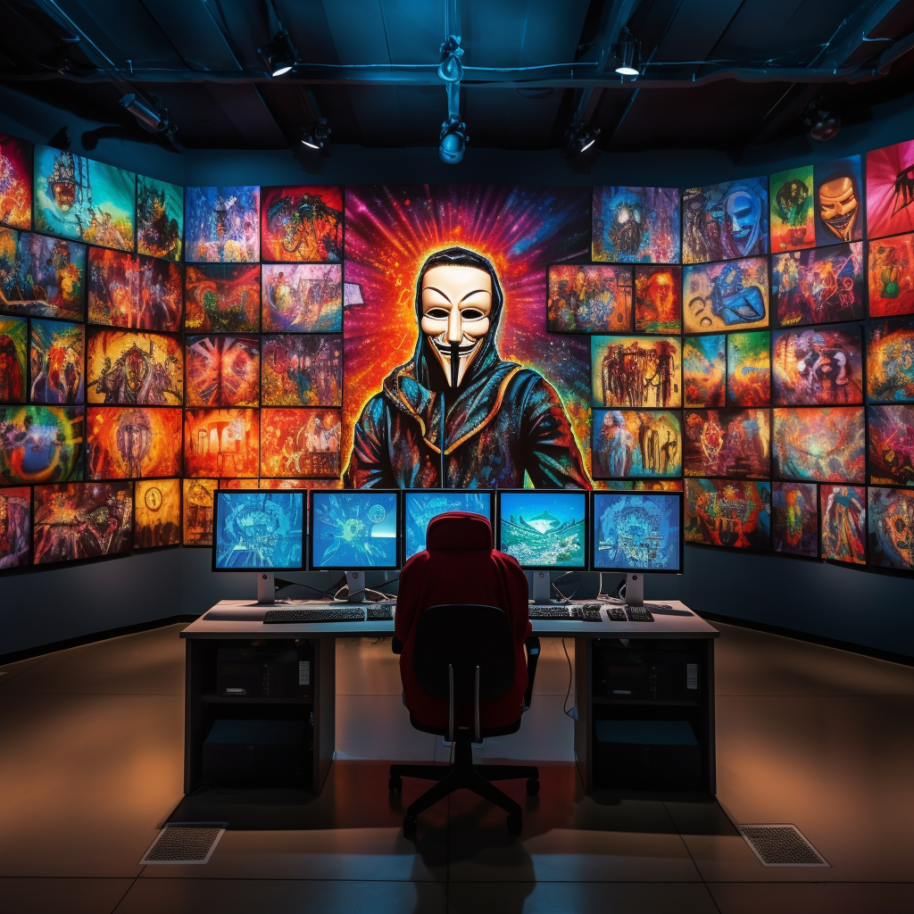 Famous hacker paintings on wall