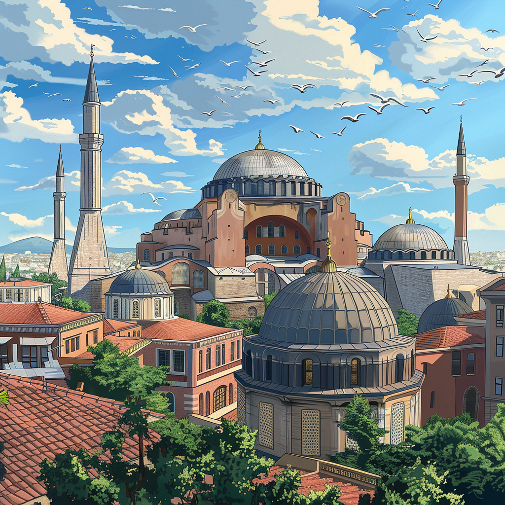 Hagia Sophia high facade illustration