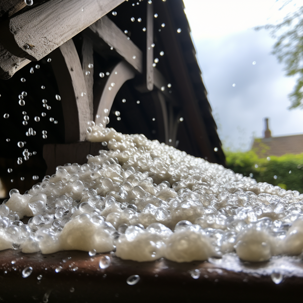 Hail hitting shingled roof