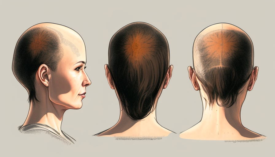 Realistic depiction of a woman with hair loss