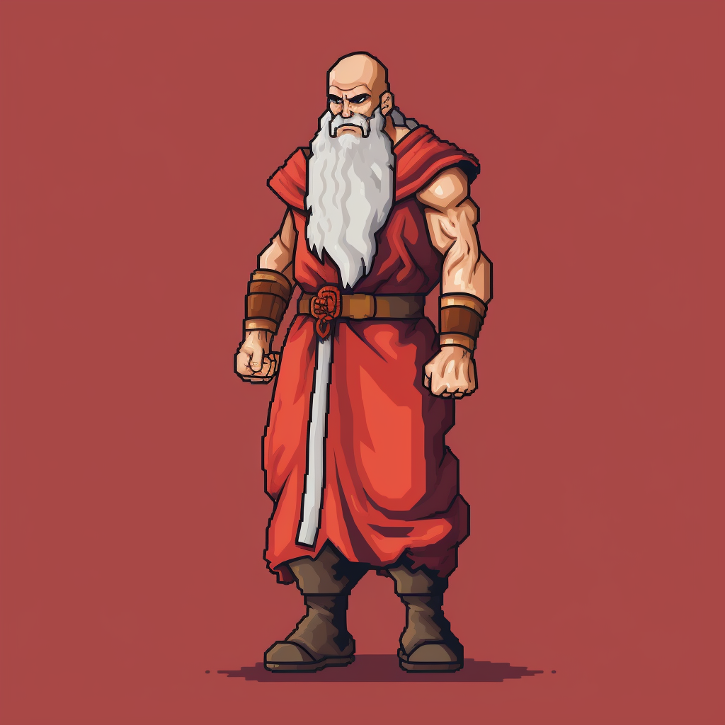 Hairless Man RPG Character with Long White Beard