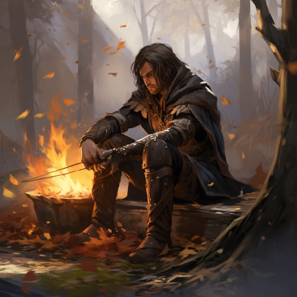 Half Elf Hunter Cooking in Forest