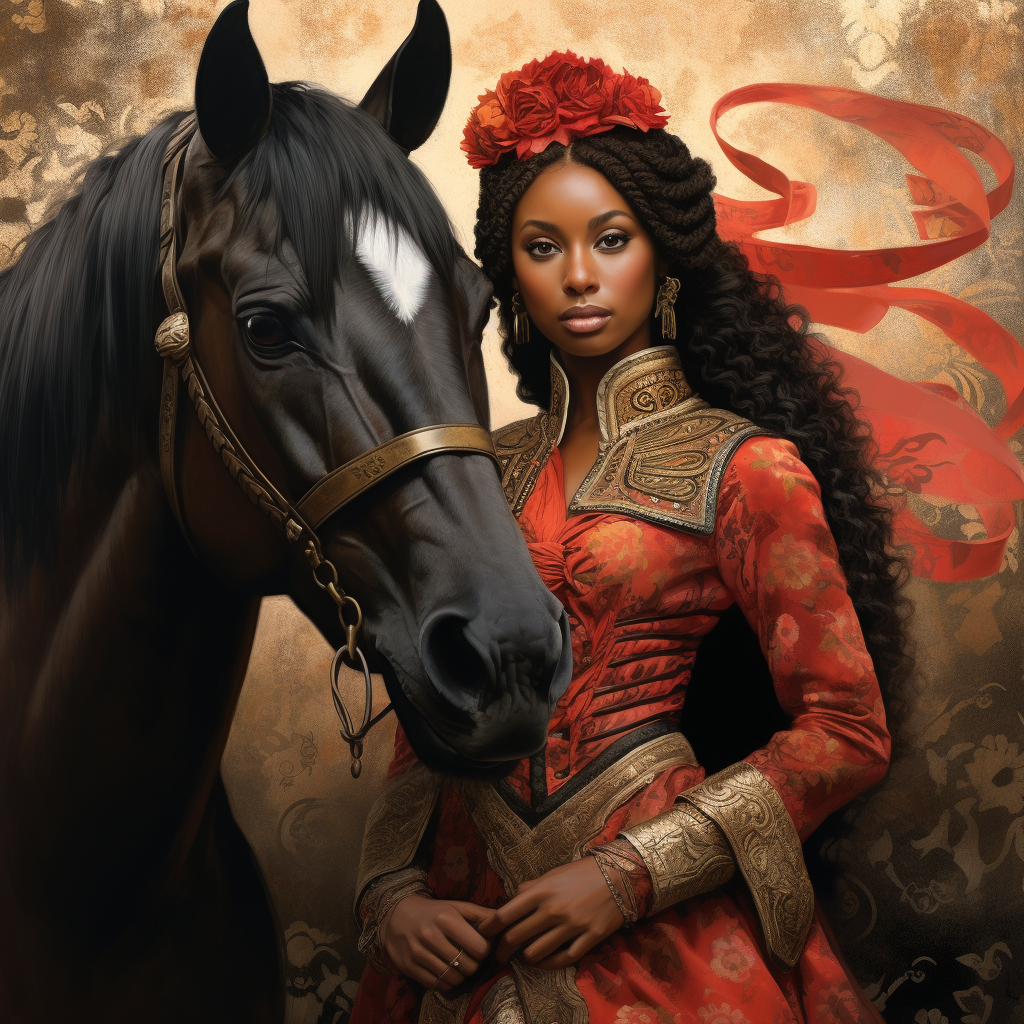 Stunning Black Woman with Half-Horse Transformation