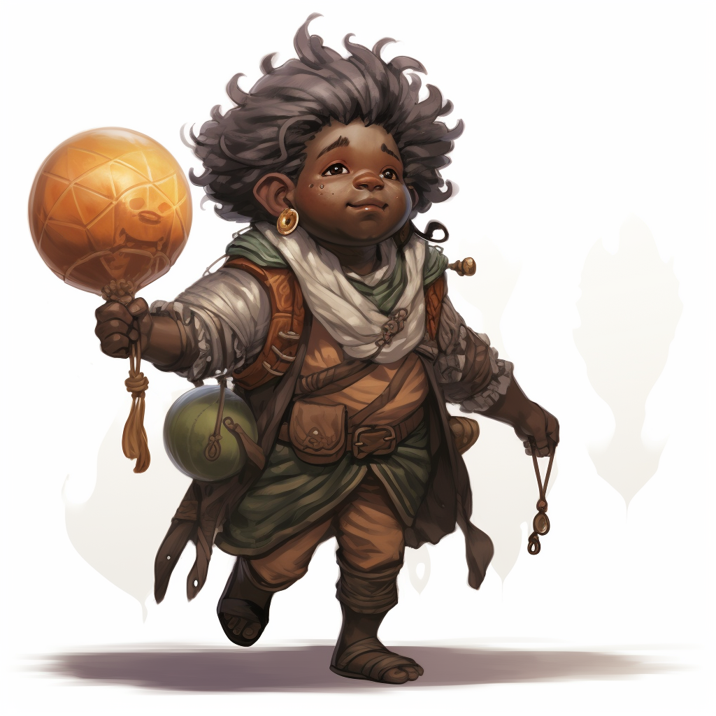 Halfling Druid with Balloon and Silver Hair