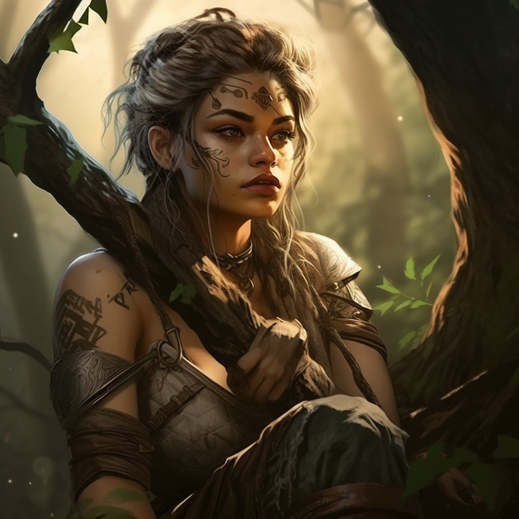 Halfling Druid Woman in Forest