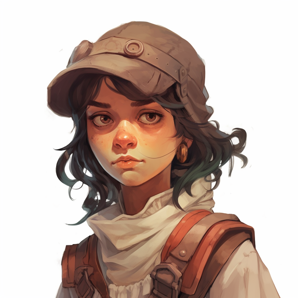 Close-up Portrait of Mischevious Halfling Female Smuggler