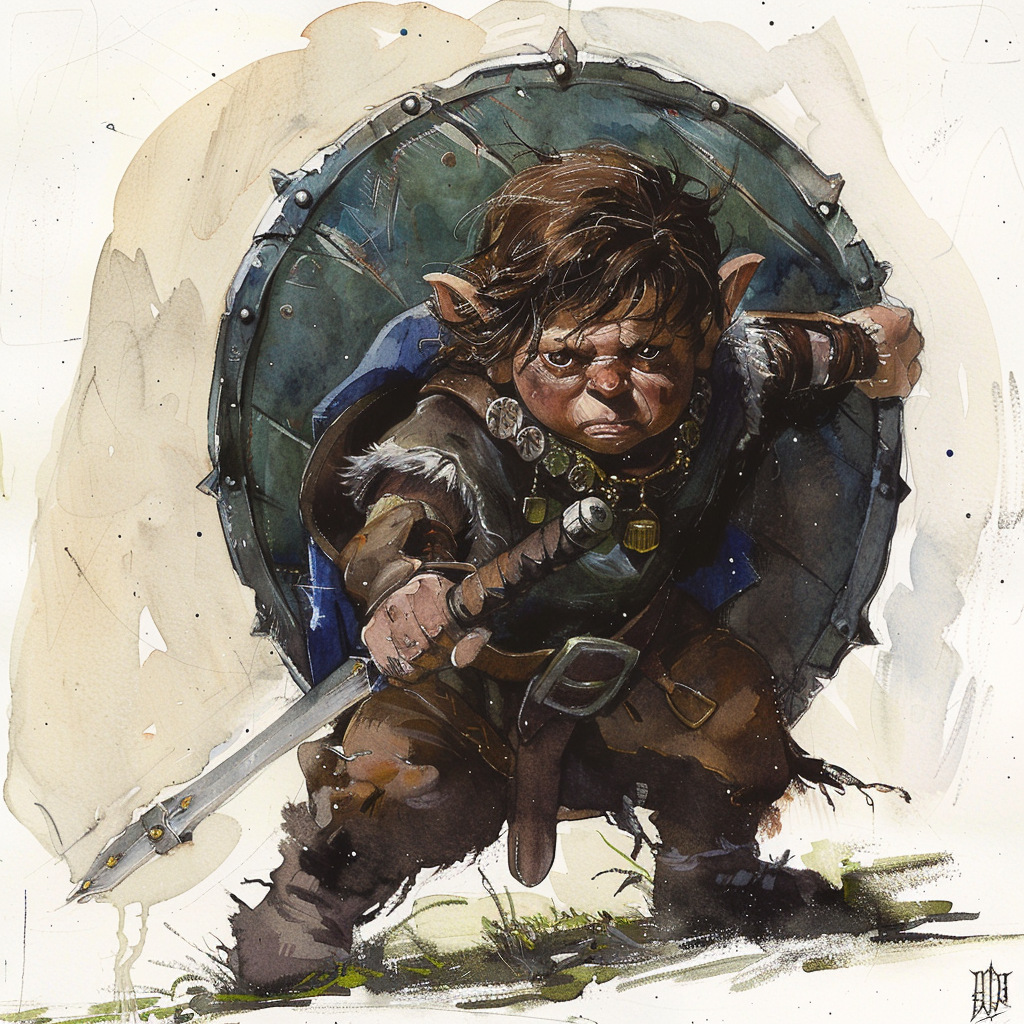 halfling hobbit paladin with shield