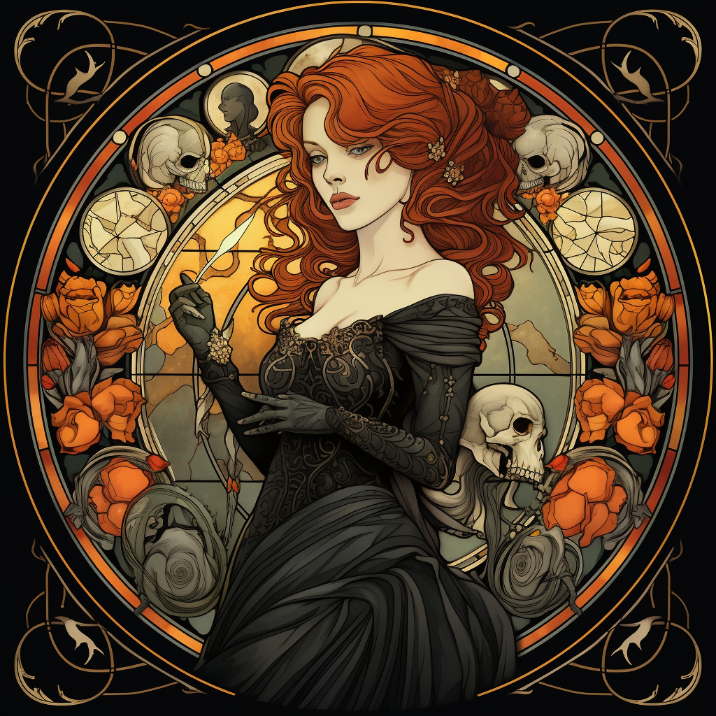 Halloween Art Nouveau illustration