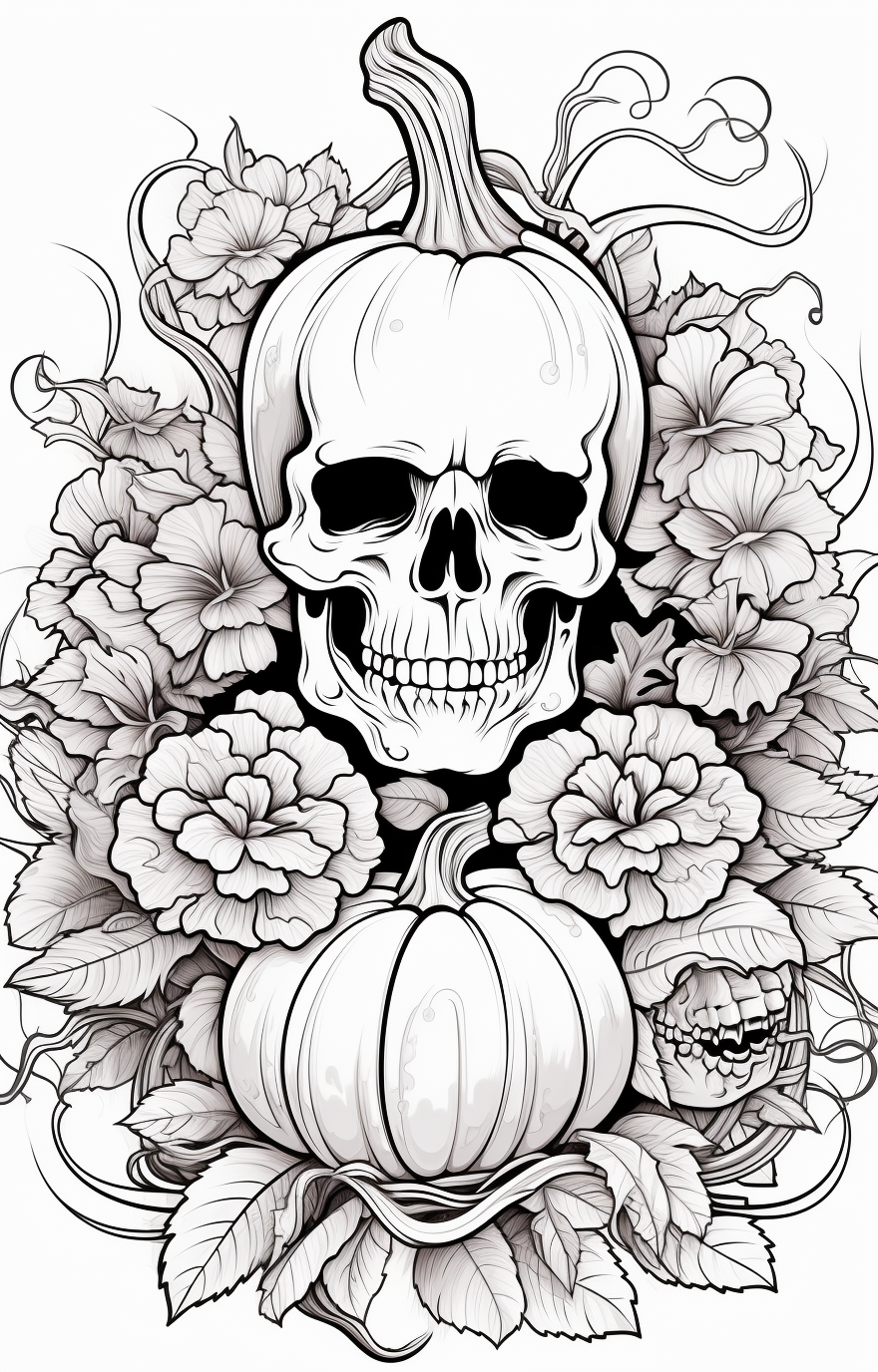 Halloween flower arrangement coloring page