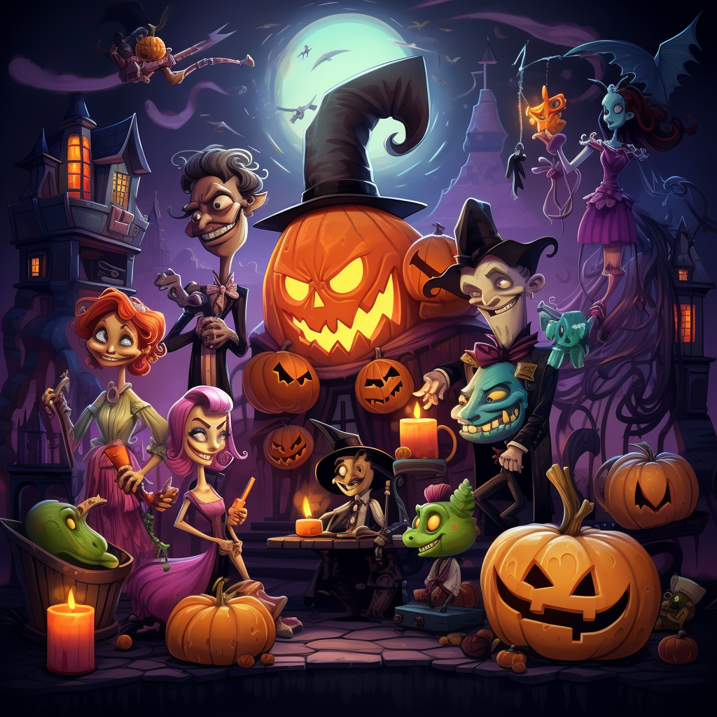 Bright and Funny Halloween Cartoon Illustration