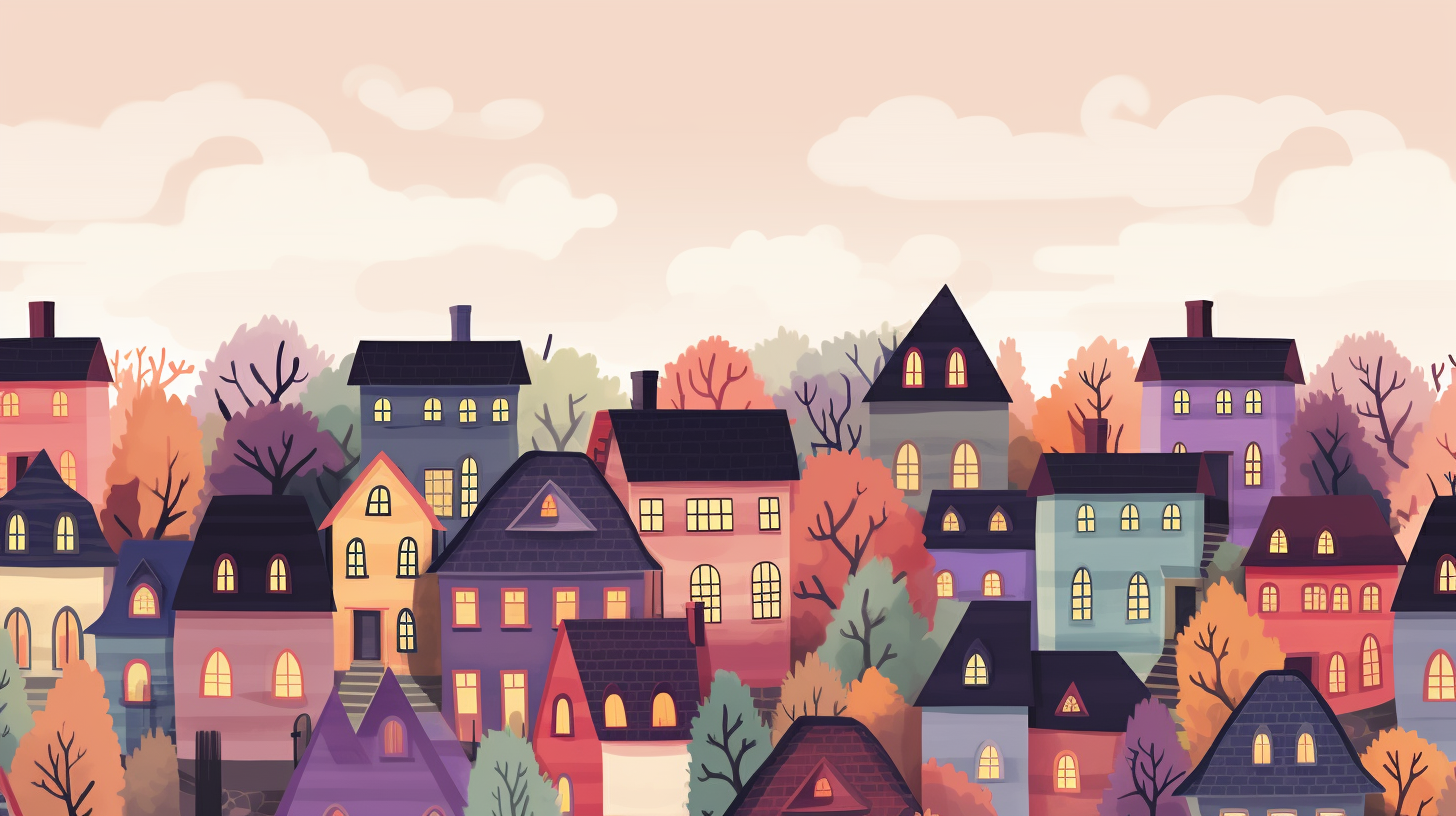 Cute Halloween houses wallpaper loop