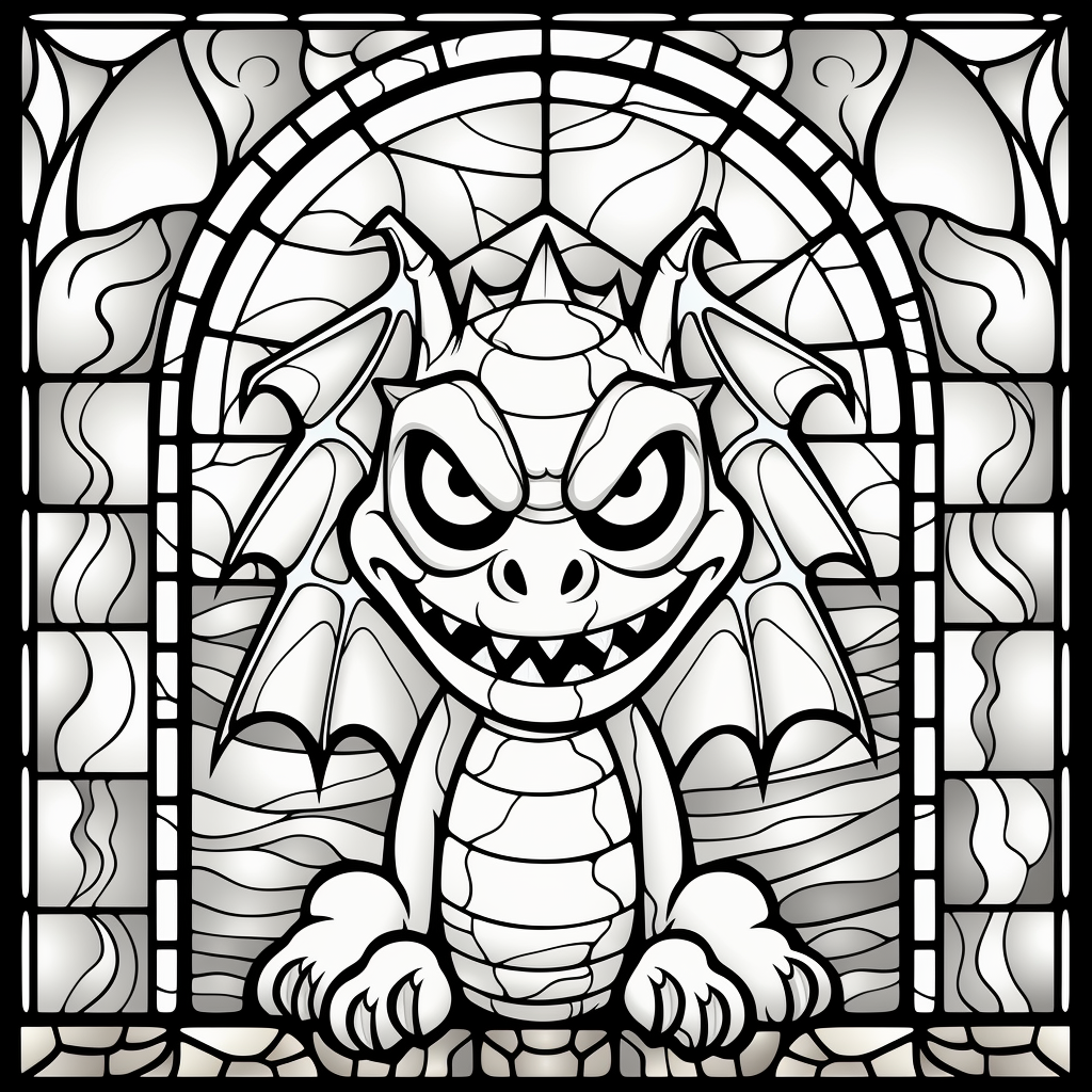 Cute Halloween monster stained glass coloring