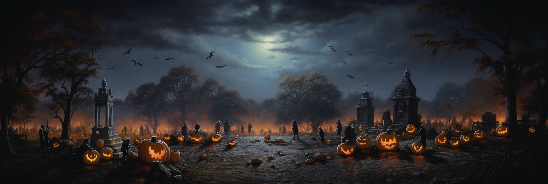 Halloween night with eerie realism