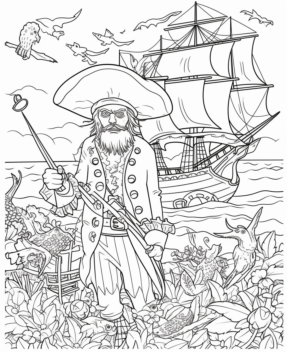 Halloween Pirates Coloring Page for Kids