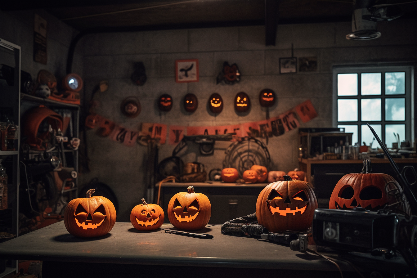 Halloween pumpkin wall décor with mirror eyes and mouth