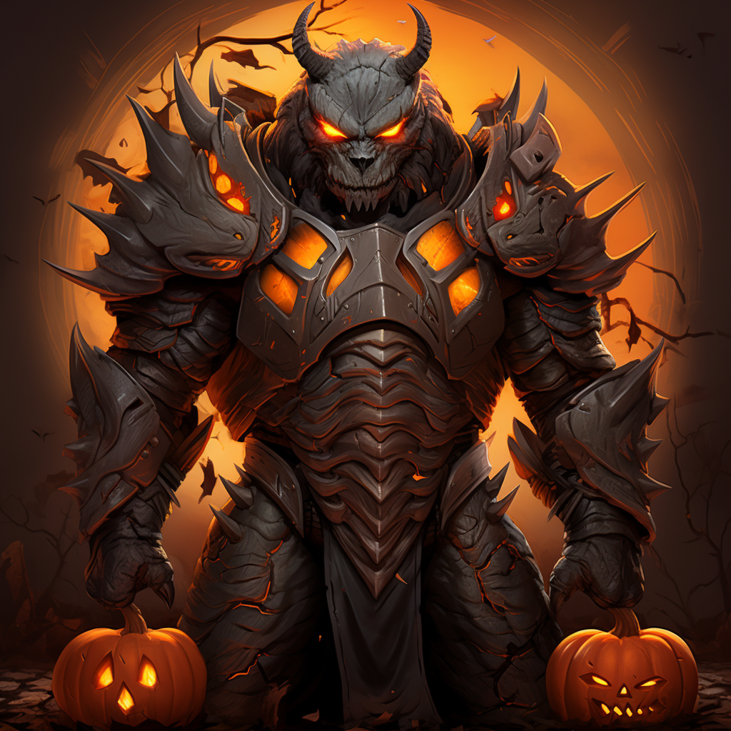 Scary Halloween Pumpkin Warrior Beast