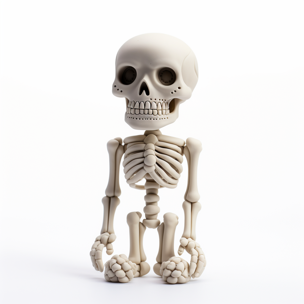 3D Halloween skeleton on white background