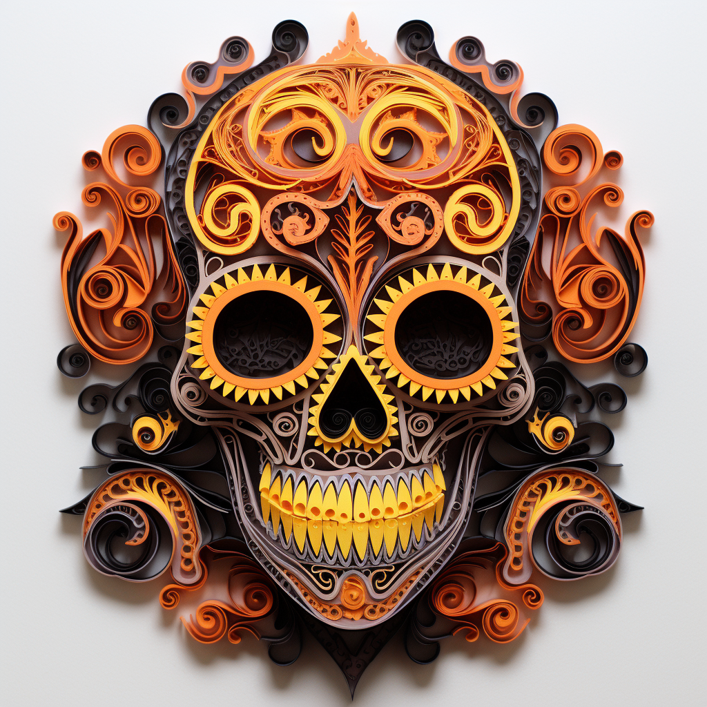 Spooky Halloween Skull Paper Quilling Art