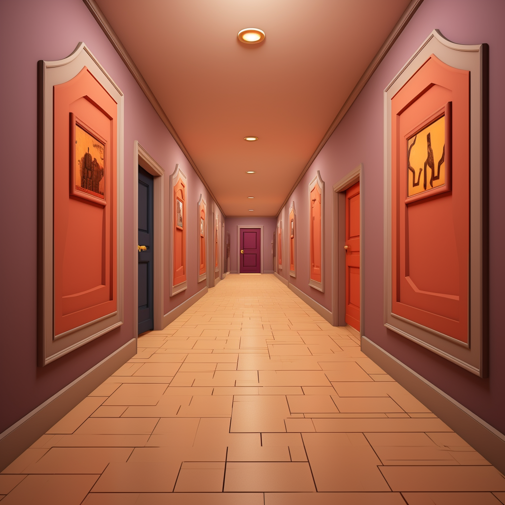 Simplistic Halloween cartoon hallway door