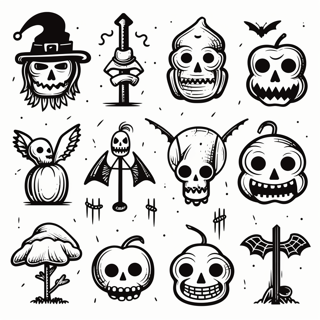 Minimalist Halloween Cartoon Set