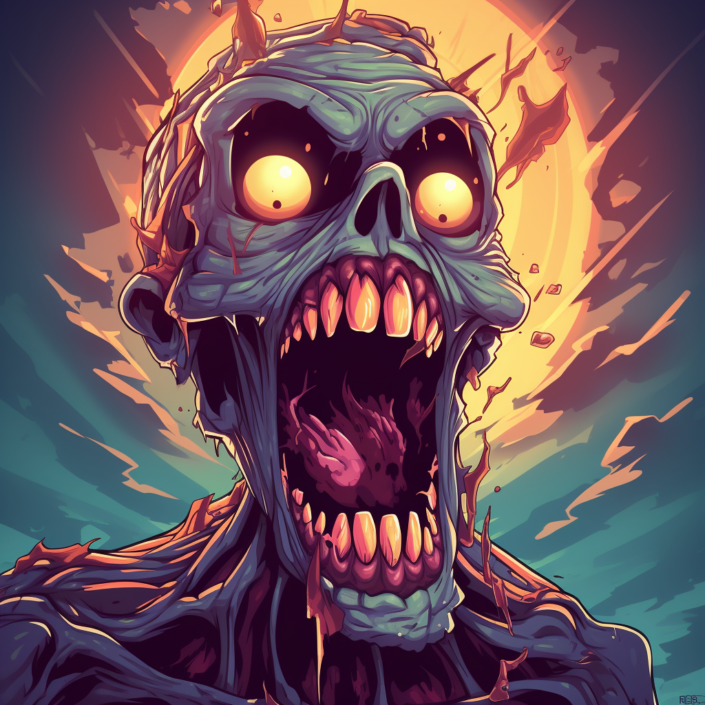 Detailed front view of scary Halloween cartoon zombie