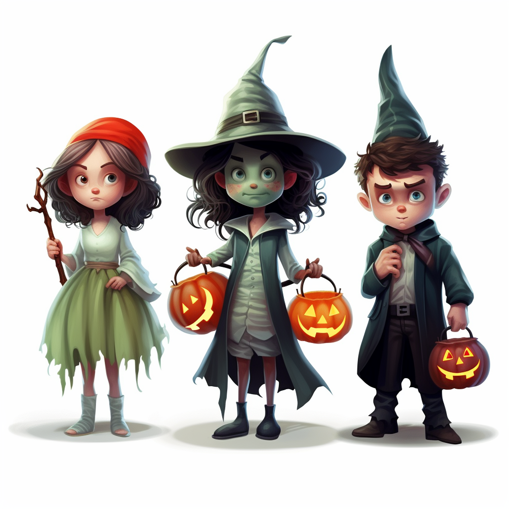 Halloween characters in book illustration