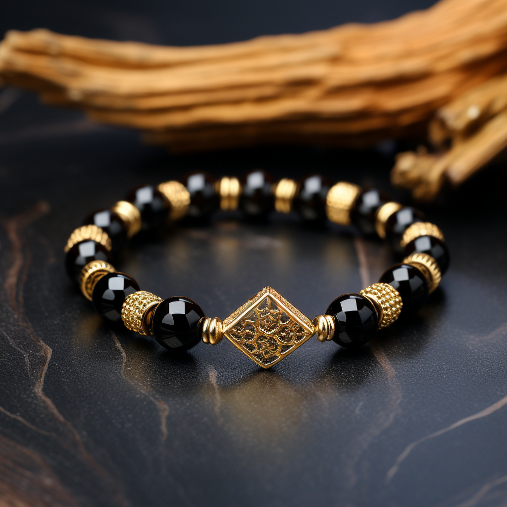 Gold and Black Gemstone Halloween Bracelet